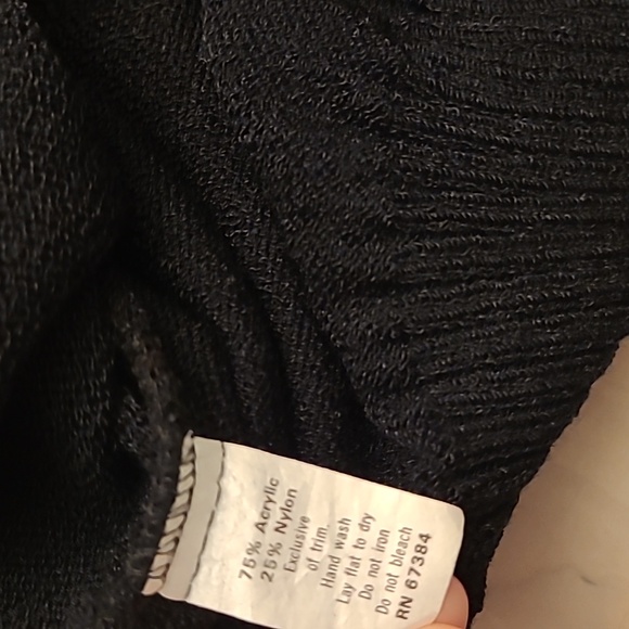 NWOT VTG 1970s Anthony Sicari Black and White Sheer Sleeved Sweater - Picture 6 of 13
